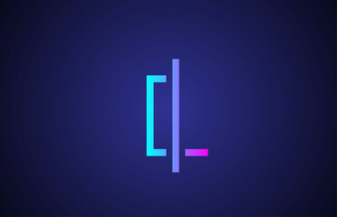 blue pink L line alphabet letter logo for business and company. Simple creative template design for icon and lettering