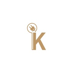 Power cable forming letter K logo icon template