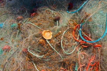 fishing nets for fishing in the seaport