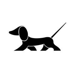 Black silhouette of a dog . Dachshund. Vector illustration