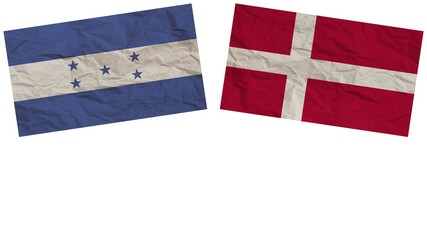 Fototapeta na wymiar Denmark and Honduras Flags Together Paper Texture Effect Illustration