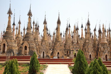 Fototapeta na wymiar View of Kakku Pagodas in the Shan State, Myanmar