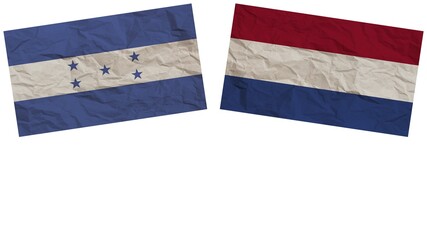 Netherlands and Honduras Flags Together Paper Texture Effect Illustration