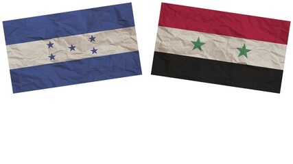 Syria and Honduras Flags Together Paper Texture Effect Illustration