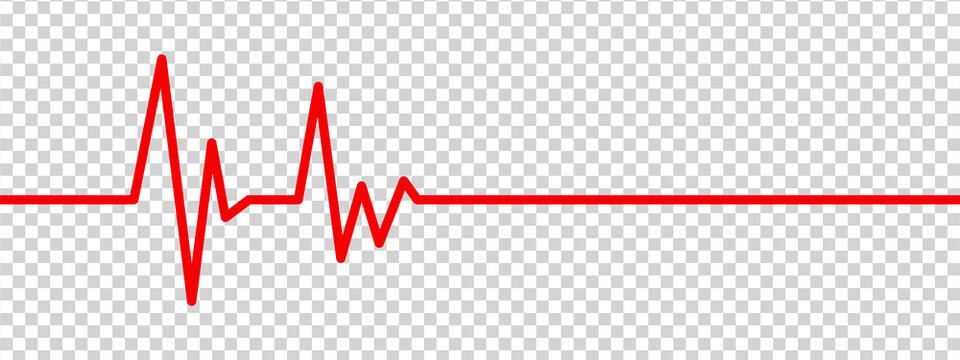 Heart rate monitor line vector isolated on transparent background. Heart rate pulse rhythm line illustration. 