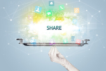 Waiter serving social networking