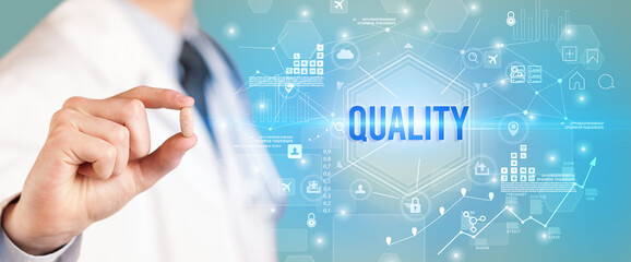 Doctor giving a pill