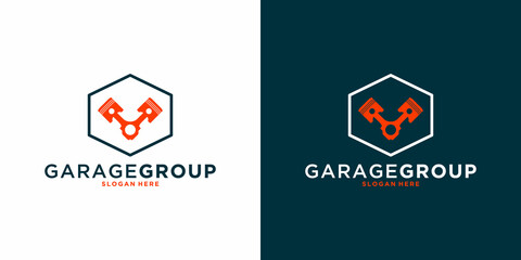 mechanic group, workshop group, logo design with hexagon for your business ora community
