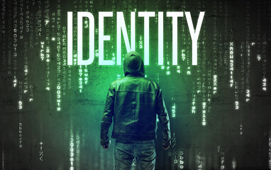 Faceless hacker with inscription