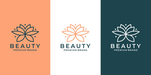 Fototapeta na wymiar luxury flower lotus logo design for saloon, spa, fashion, hotel etc