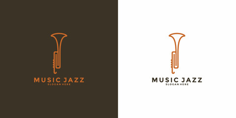 saxophone logo design music jazz for your business - obrazy, fototapety, plakaty