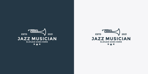 saxophone logo design, jazz music icon template © Dendika