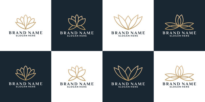 luxury bundle flower lotus logo design