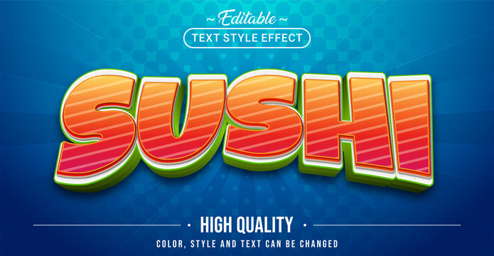 Editable text style effect - Sushi text style theme.