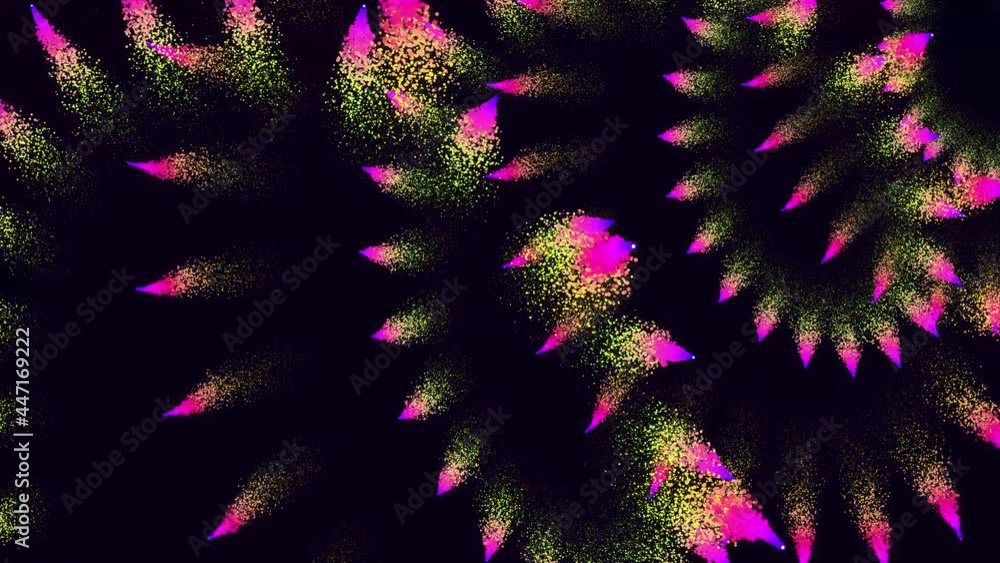 Poster magic purple particles form beatuful trails. 3d render abstract colorful trails like from explosion 