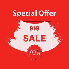 Special offer big sale banner template design.  Brush vector banner.  Vector illustration. Sale offer price sign. Discount.