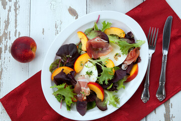 Prosciutto Peach Salad With Fresh Mozzarella