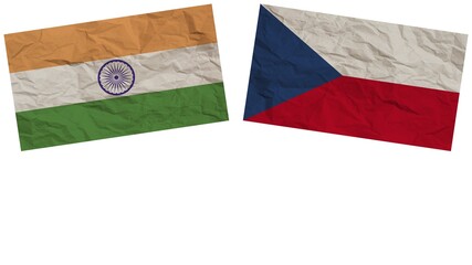 Czech Republic and India Flags Together Paper Texture Effect Illustration