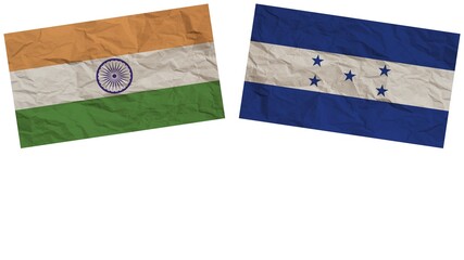 Honduras and India Flags Together Paper Texture Effect Illustration