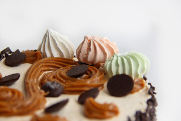 chocolate cake with cream and chocolate
