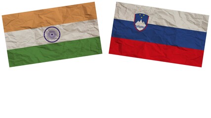 Slovenia and India Flags Together Paper Texture Effect Illustration