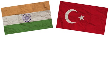 Turkey and India Flags Together Paper Texture Effect Illustration