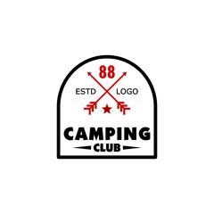 camping logo with stripe, arrow logo with numbers. modern logo