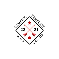 camping logo with stripe, arrow logo with numbers. modern logo