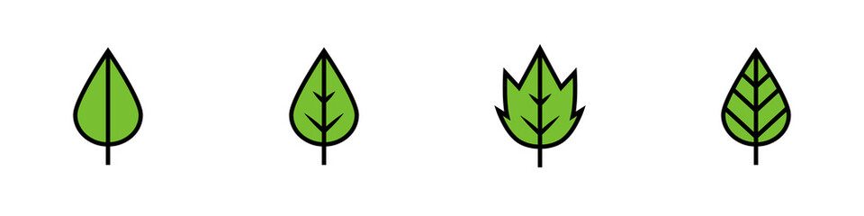 Conjunto de icono de hoja de planta o árbol verde. Concepto de naturaleza. Ilustración vectorial © Frank