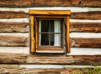 Obraz na płótnie Canvas Window frame in old cabin