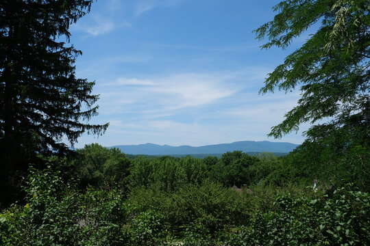 View Of The Catskills Mountains From The Thomas Cole House In Catskill, New York, July 2020.