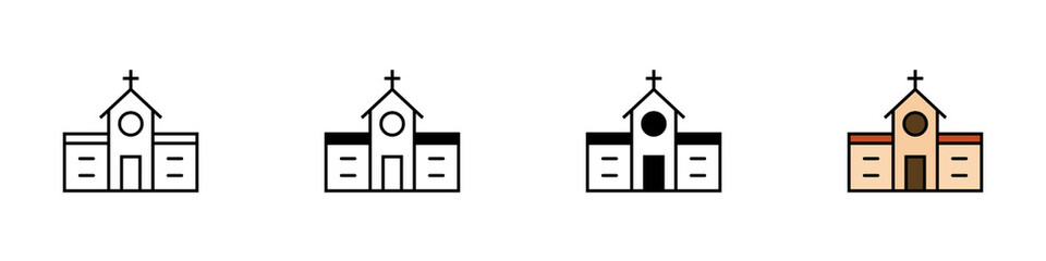 Conjunto de icono de iglesia. Ilustración vectorial