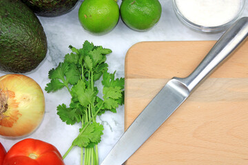 Ingredients necessary to make guacamole 