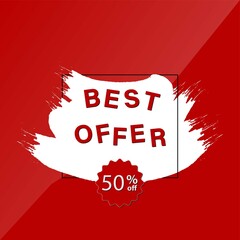 Best offer banner template design. Brush vector banner. Vector illustration. Discount.