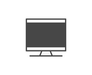 Line Computer icon isolated on white background. Outline symbol for website design, mobile application, ui. Electronics pictogram. Vector illustration, editorial stroсk. 