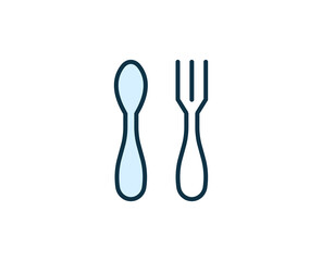Fork and spoon line icon. High quality outline symbol for web design or mobile app. Thin line sign for design logo. Color outline pictogram on white background