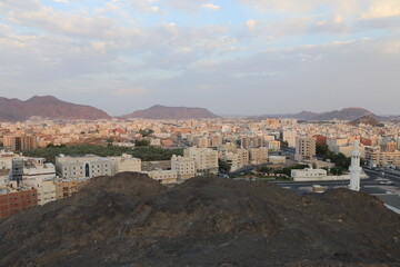 Fototapeta na wymiar Town Madena in Saudi Arabia Mousqe sky Mountain