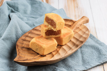 Delicious Taiwan Pineapple Tart, Melted Pie Crust with Pineapple Jam Inside, Usually Come with Square or Rectangle Shape