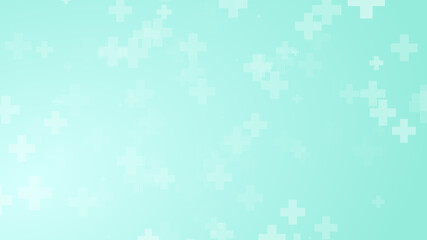Abstract medical green blue cross pattern background.