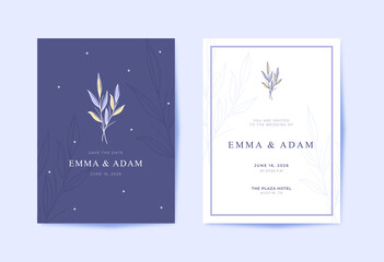 Beautiful and modern purple wedding card