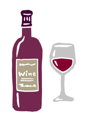 赤ワイン　レトロなベクターイラスト