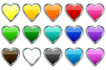 volumetric hearts set. Wedding decoration. Colorful palette. Vector illustration.