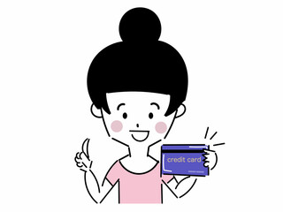 モノクロの女性　クレジットカード