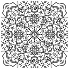 Mehndi flower for henna, mehndi, tattoo, decoration. decorative ornament in ethnic oriental style. doodle ornament. coloring book page.