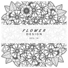 Obraz premium Mehndi flower for henna, mehndi, tattoo, decoration. decorative ornament in ethnic oriental style. doodle ornament. coloring book page.