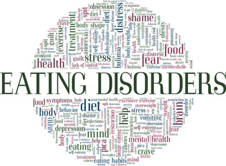 Eating disorders vector illustration word cloud isolated on a white background.