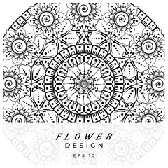 Mehndi flower for henna, mehndi, tattoo, decoration. decorative ornament in ethnic oriental style. doodle ornament. coloring book page.