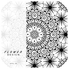 Mehndi flower for henna, mehndi, tattoo, decoration. decorative ornament in ethnic oriental style. doodle ornament. coloring book page.