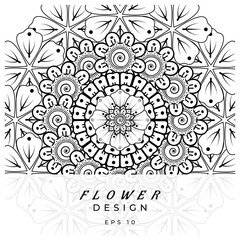 Mehndi flower for henna, mehndi, tattoo, decoration. decorative ornament in ethnic oriental style. doodle ornament. coloring book page.