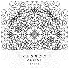 Mehndi flower for henna, mehndi, tattoo, decoration. decorative ornament in ethnic oriental style. doodle ornament. coloring book page.